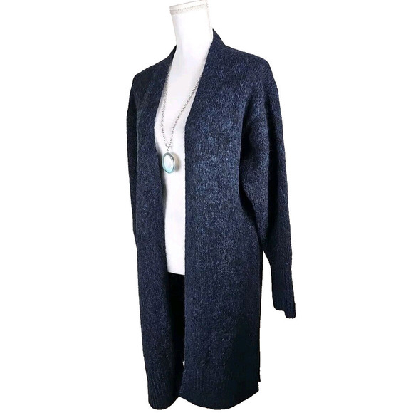 ZARA ~Woman XS-S~ Navy Blue Knit Long Open Front Oversized Coatigan Sweater NWT. - Picture 8 of 10